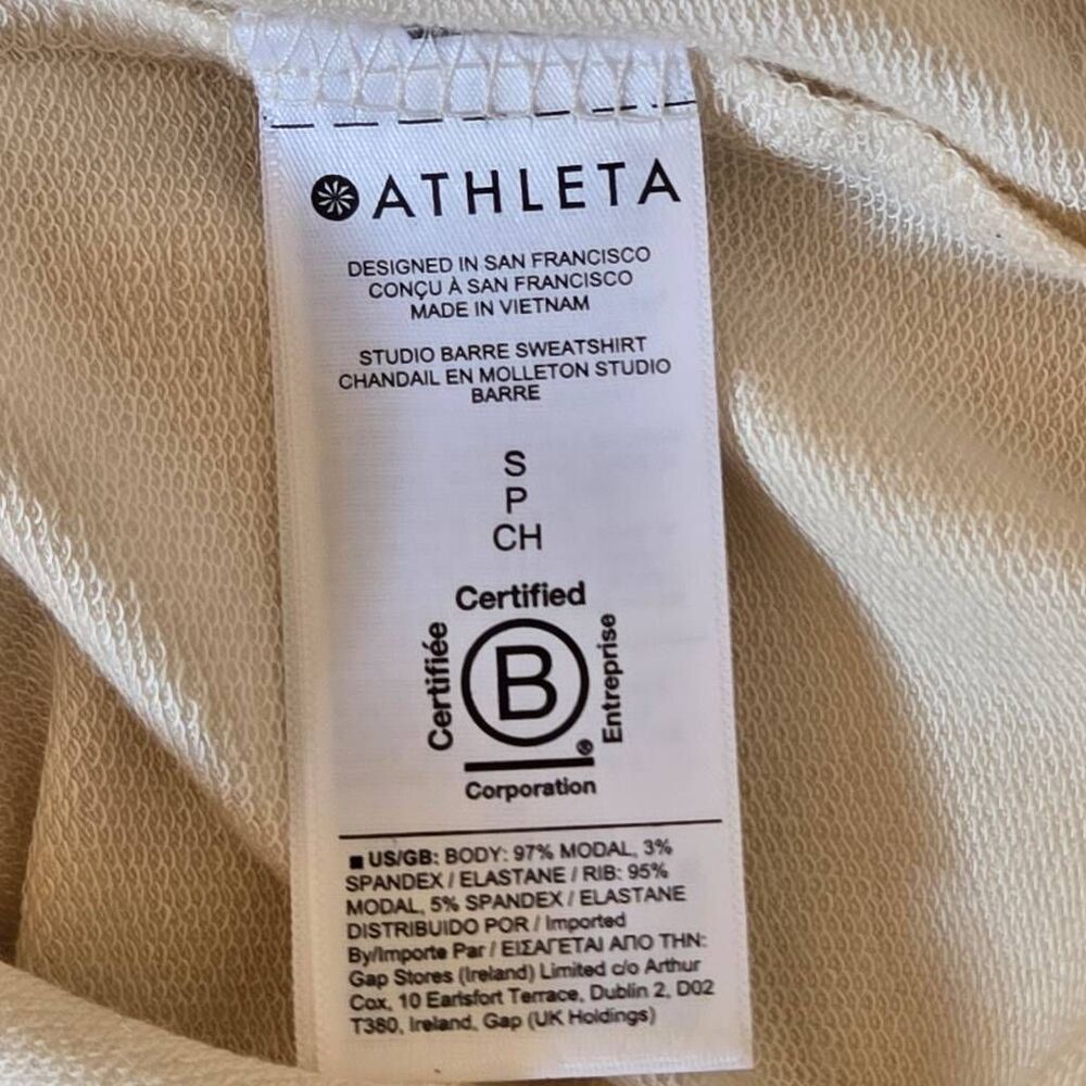 Athleta Womens Studio Barre Off Shoulder Long Sleeve Sweatshirt Cream Petite S - Picture 6 of 12